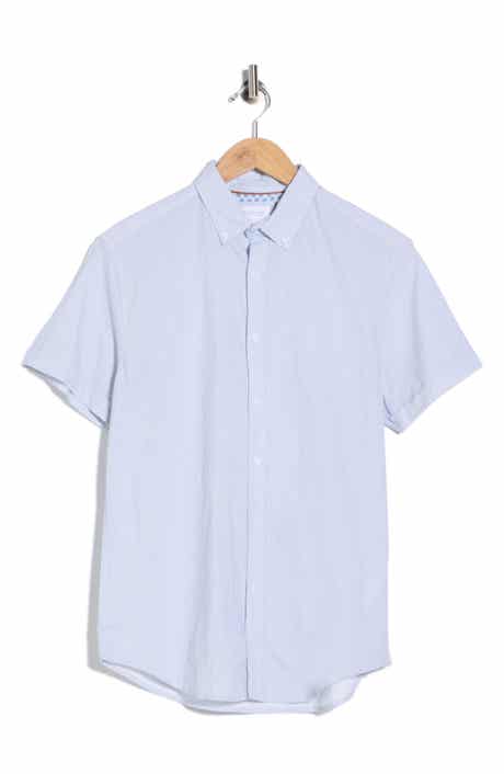 DENIM AND FLOWER Geometric Print Short Sleeve Button-Down Shirt