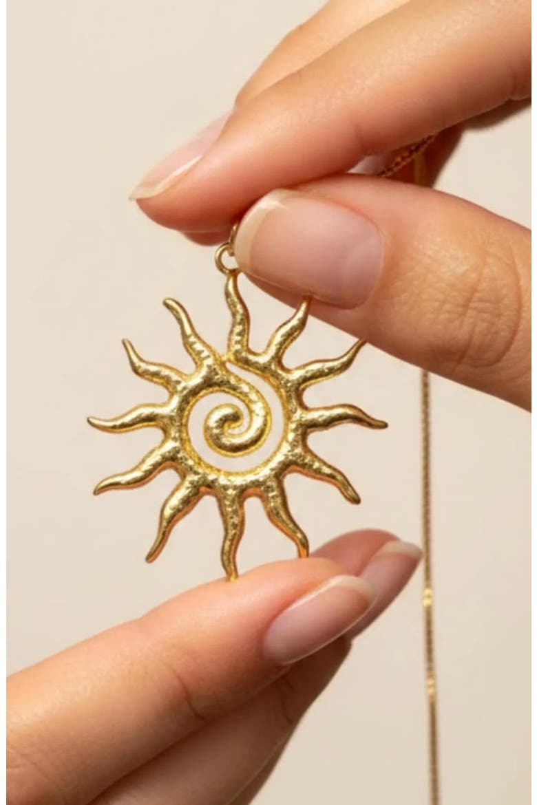 Vortex Sun Pendant Necklace, Alternate, color, Gold