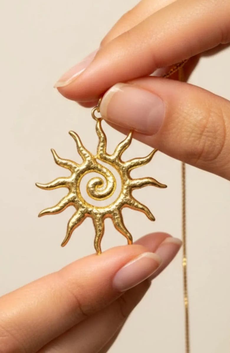 Humanist Beauty Vortex Sun Pendant Necklace, Alternate, color, Gold
