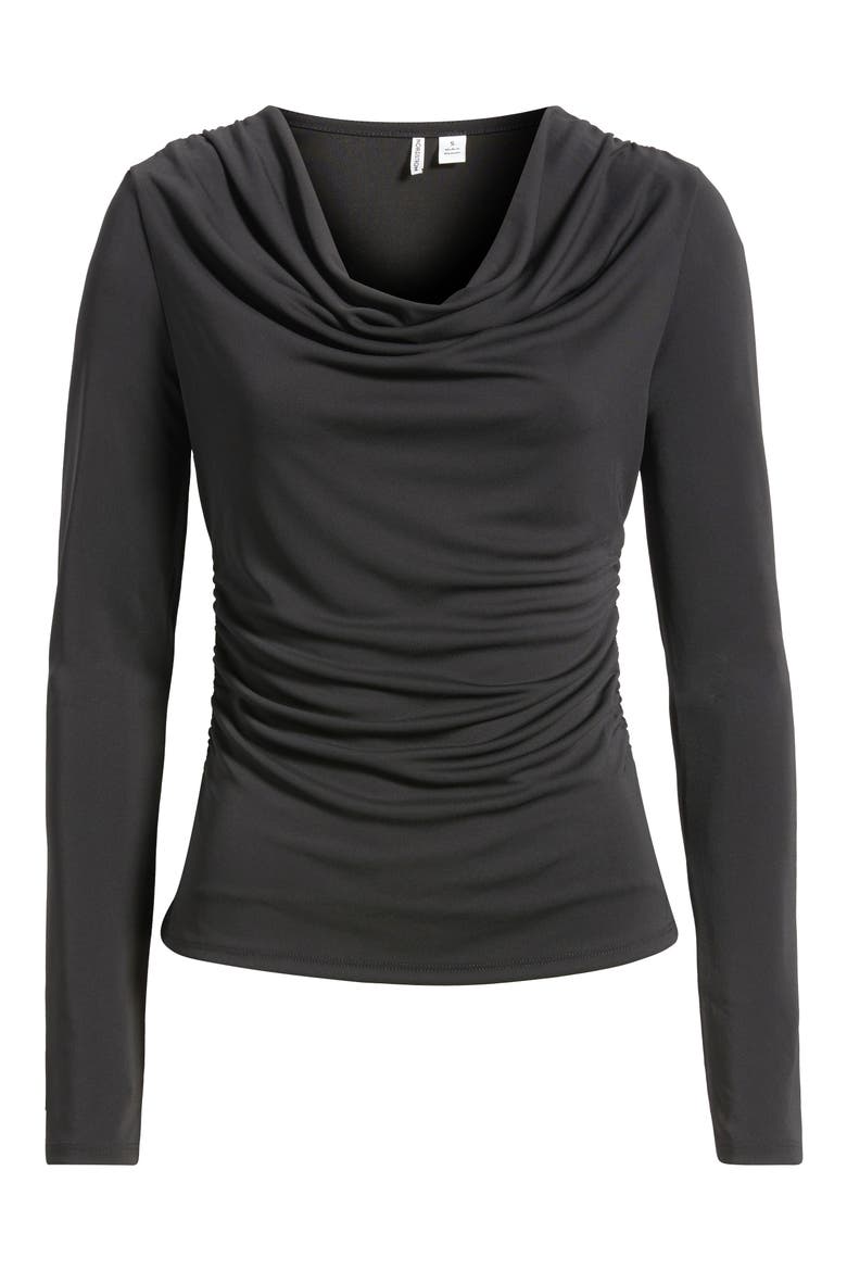 Long Sleeve Drape Knit Top, Alternate, color, BLACK