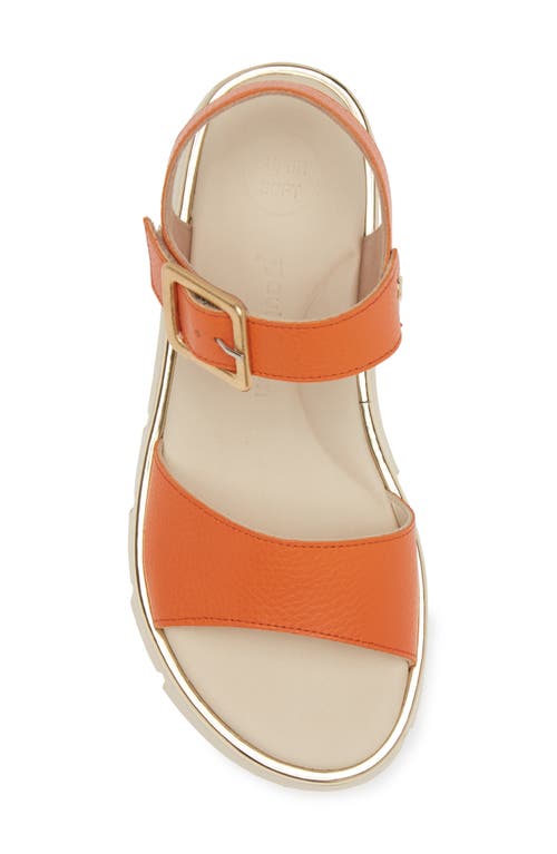 Paul Green Toby Ankle Strap Platform Sandal In Papaya Grained