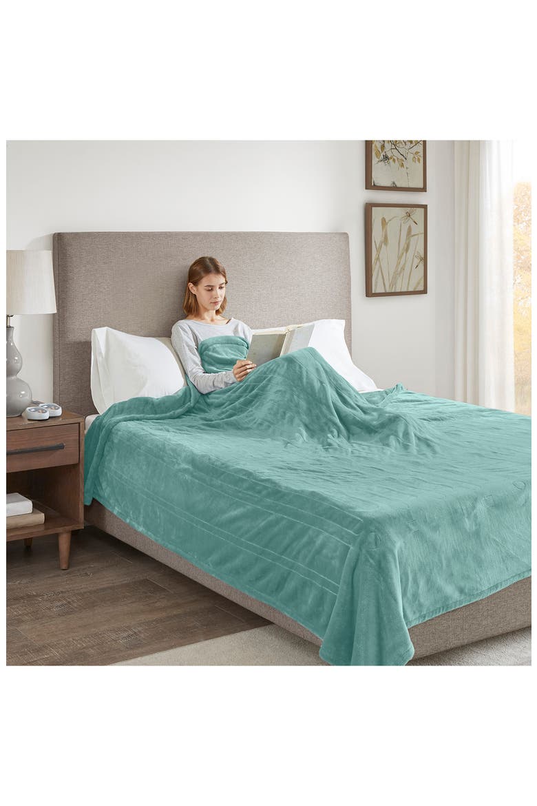 OEKO-TEX Heated Blanket, Alternate, color, AQUA