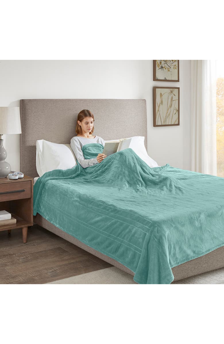 BEAUTYREST OEKO-TEX Heated Blanket, Alternate, color, Aqua