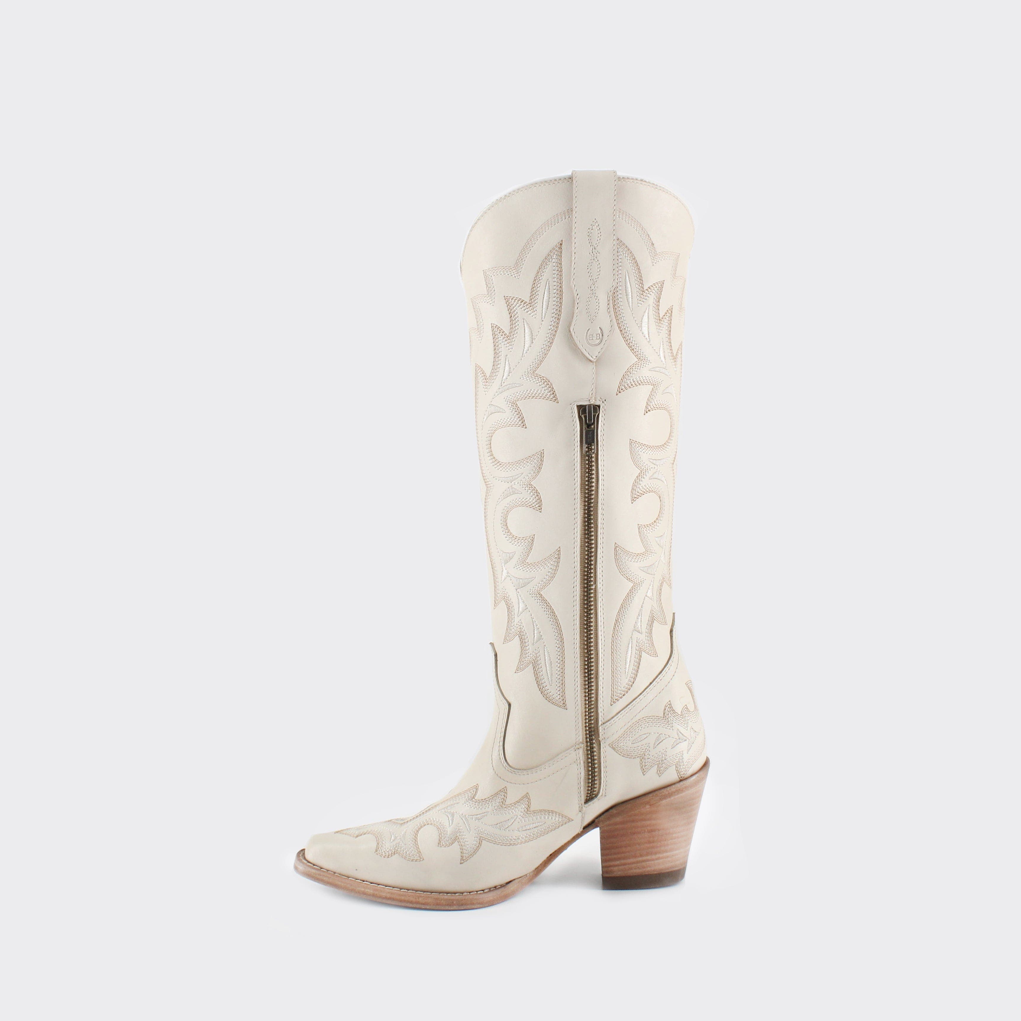 Buck & Brana Samira Leather Boots, Alternate, color, Ivory