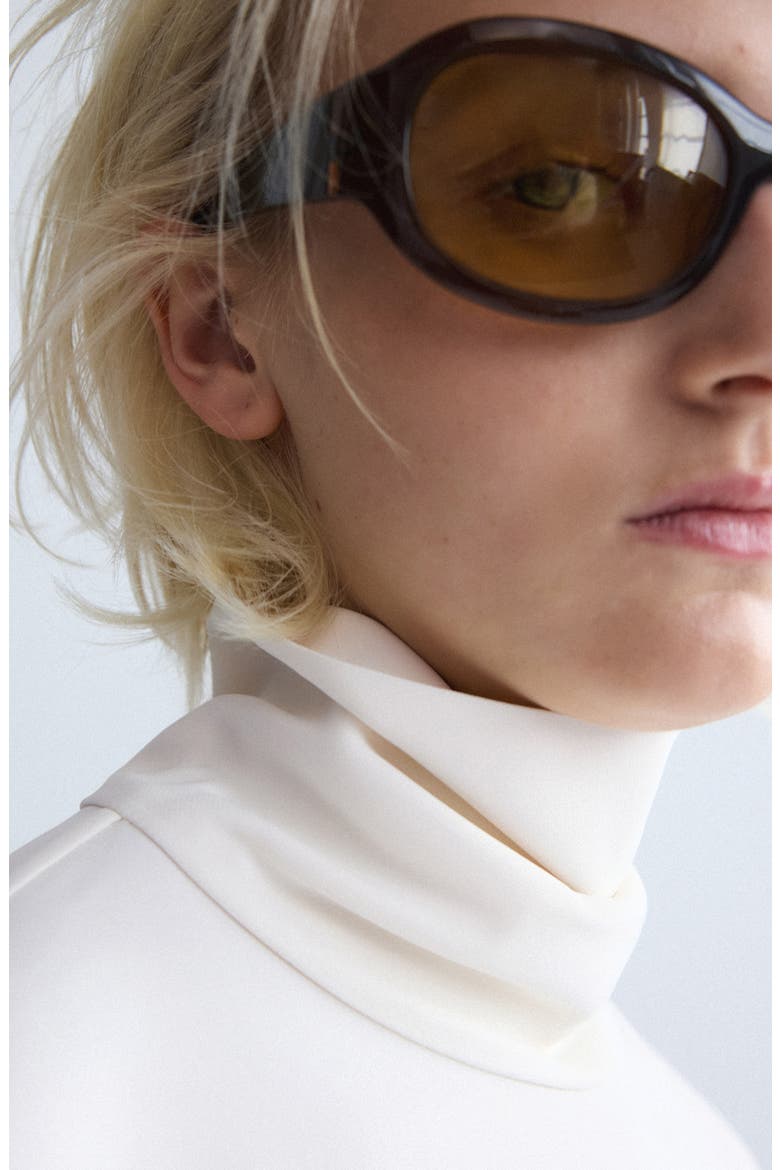 Asymmetrical High Neck Top, Alternate, color, OFF WHITE