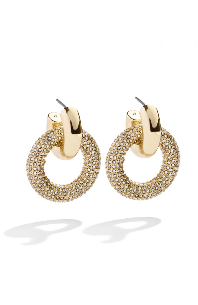BaubleBar Donna Pavé Interlocking Hoop Drop Earrings, Main, color, 