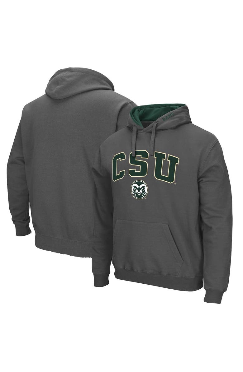 COLOSSEUM Men's Colosseum Charcoal Colorado State Rams Arch and Logo Pullover Hoodie, Alternate, color, Charcoal