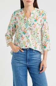APNY Mixed Stripe Mandarin Collar Button-Up Shirt