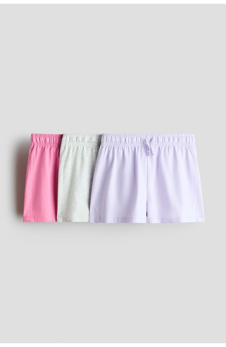 H&M 3-pack cotton jersey shorts, Main, color, Lilac/Pink/Light Gray Melange