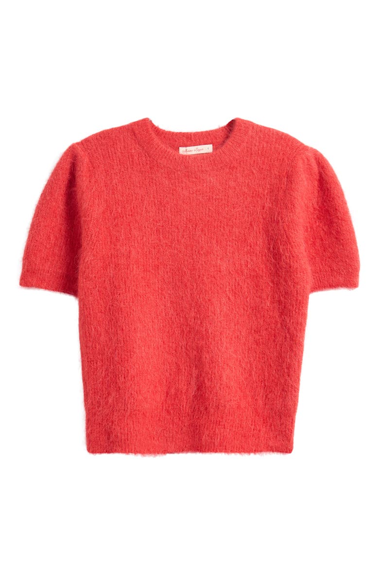 Puff Short Sleeve Suri Alpaca Blend Sweater, Alternate, color, CHERRY RED