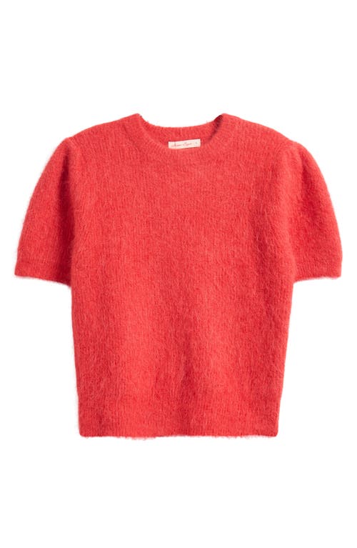 Marine Layer Puff Short Sleeve Suri Alpaca Blend Sweater In Red