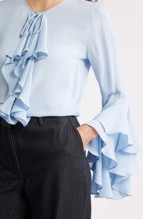 Kobi Halperin Turner Cascading Ruffle Silk Shirt In Blue