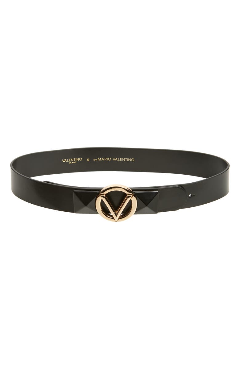 VALENTINO BY MARIO VALENTINO Mati VLOGO Buckle Leather Belt, Main, color, Black