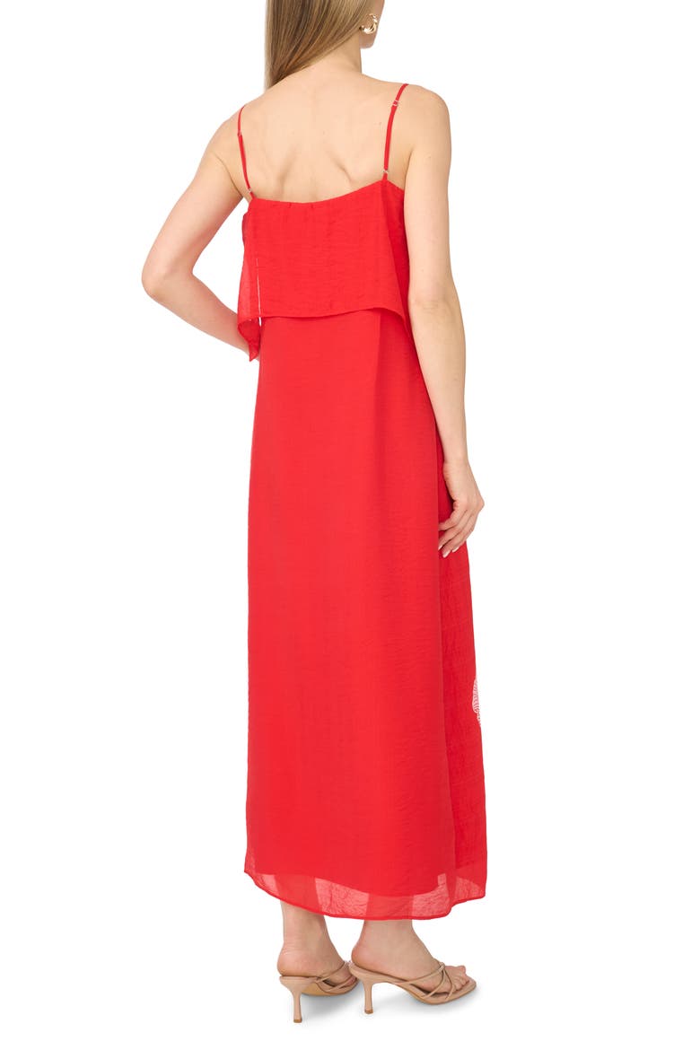 Floral Tiered Overlay Dress, Alternate, color, LOBSTER RED