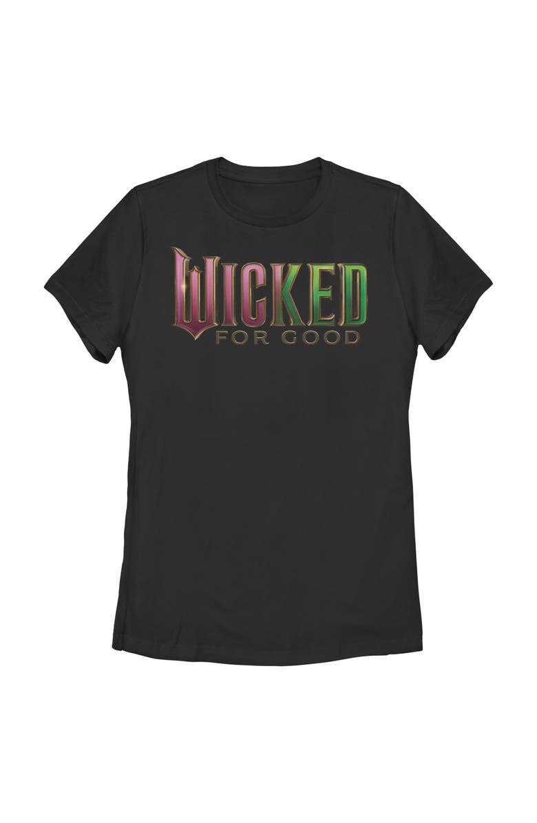 Wicked: For Good Women's Wicked For Good Official Pink and Green Logo  Graphic T-Shirt, Main, color, Black