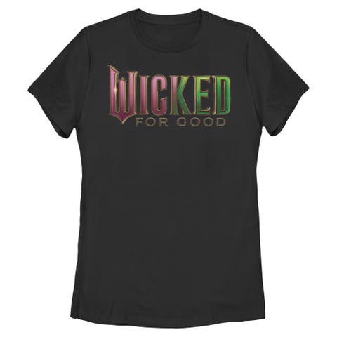 Women's Wicked For Good Official Pink and Green Logo  Graphic T-Shirt