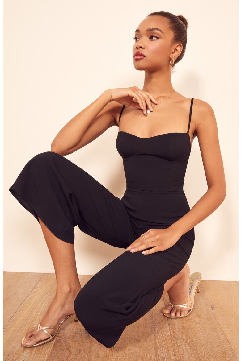Gilda Crop Wide Leg Jumpsuit, Alternate, color, BLACK
