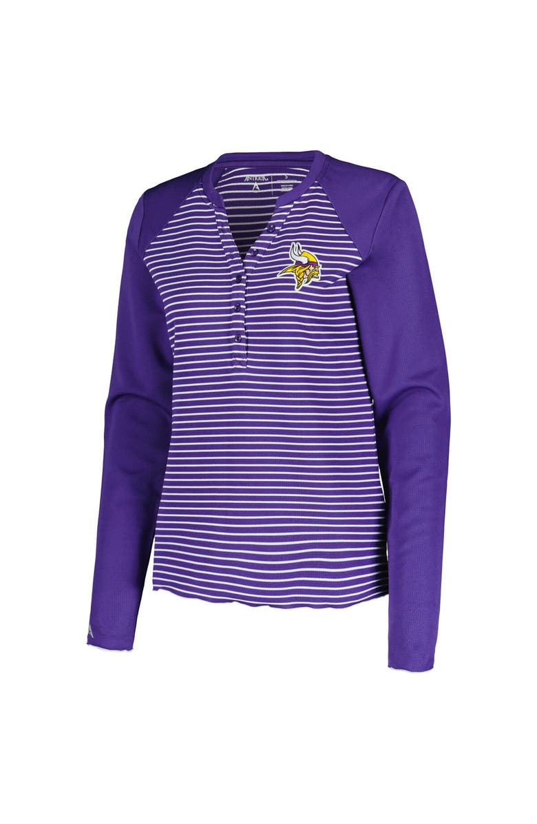 ANTIGUA Women's Antigua Purple Minnesota Vikings Maverick Waffle Henley Long Sleeve T-Shirt, Alternate, color, 