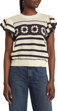 Rails Penelope Short Sleeve Open Stitch Sweater