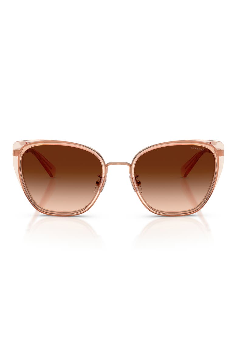 53mm Gradient Square Sunglasses, Main, color, ROSE GOLD / CHAMPAGNE / BROWN