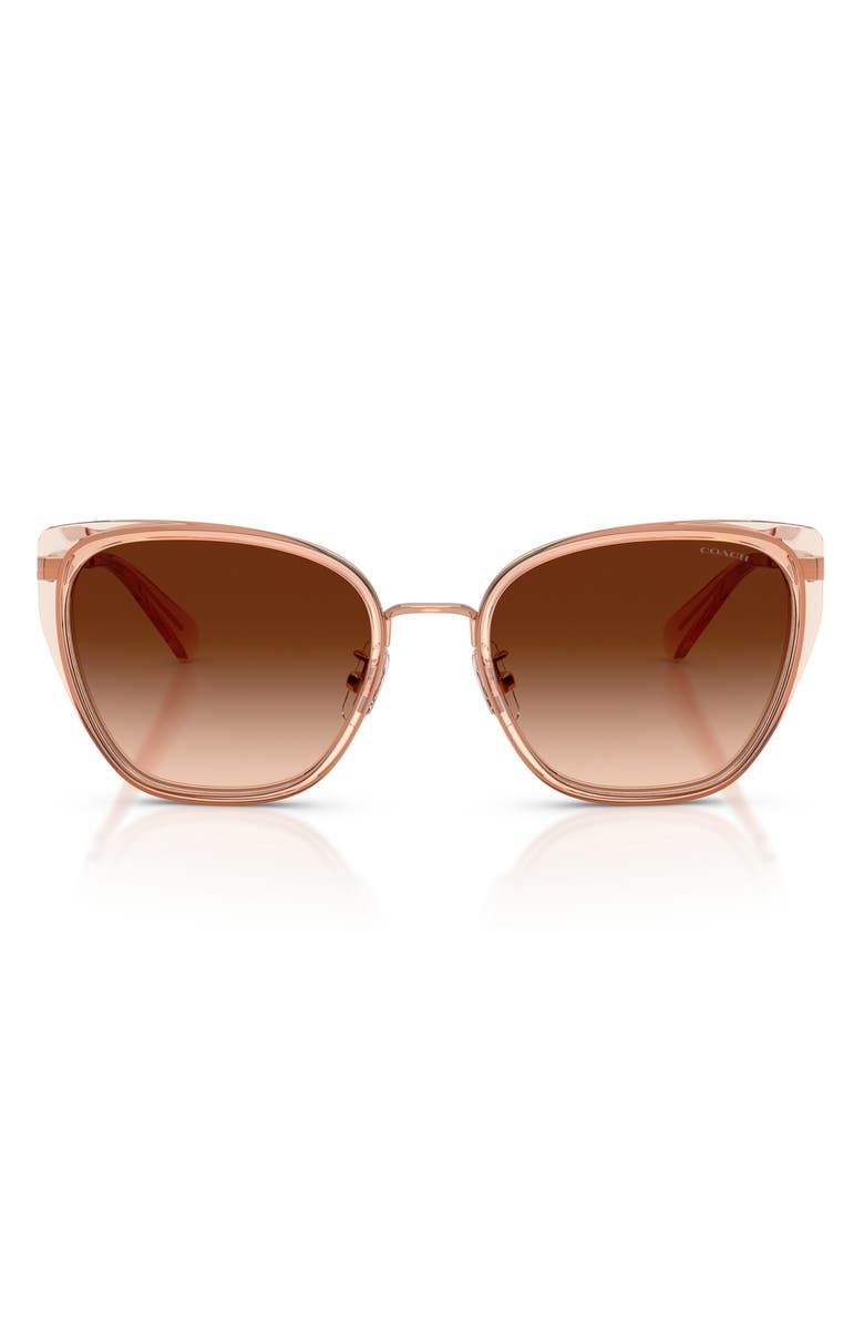 COACH 53mm Gradient Square Sunglasses, Main, color, Rose Gold / Champagne / Brown