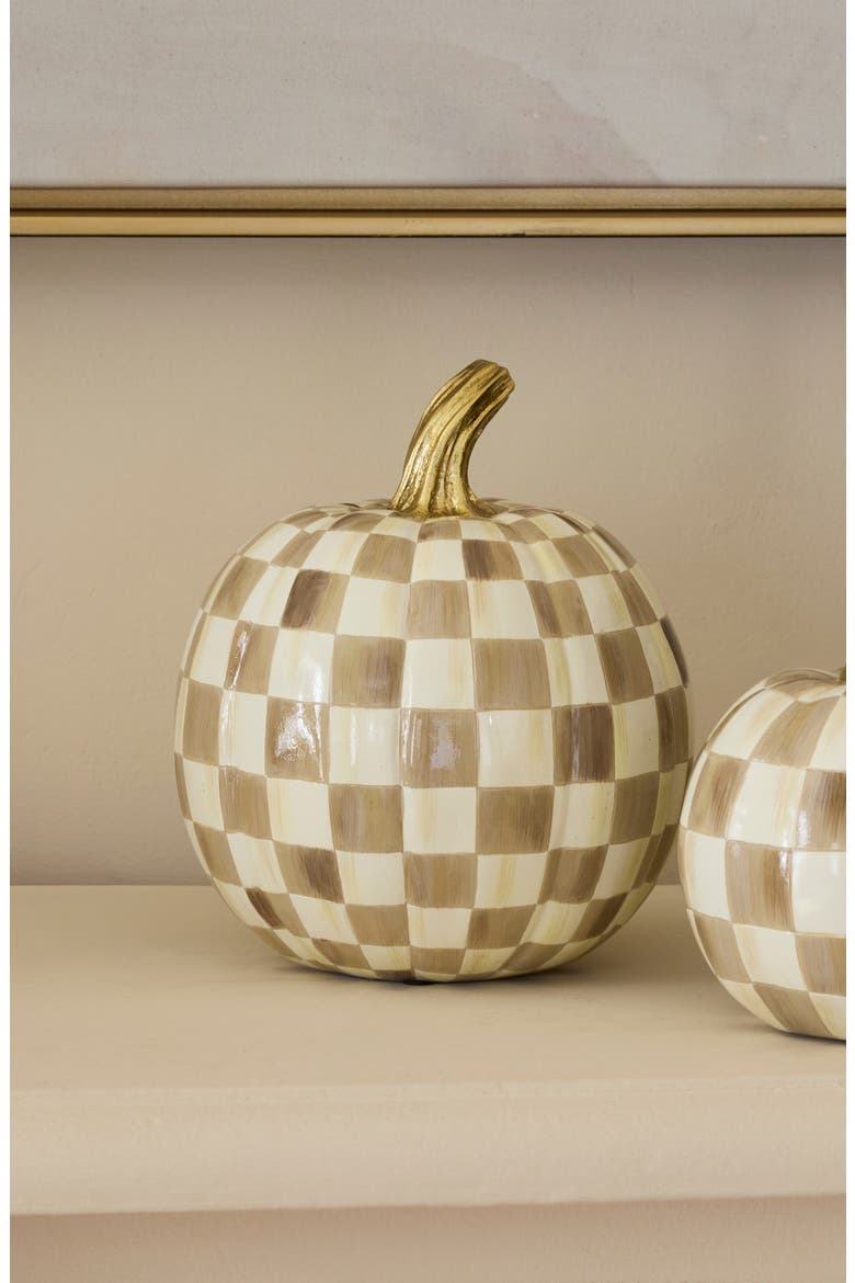 Mocha Check Small Pumpkin, Alternate, color, MOCHA