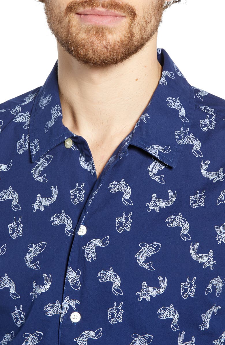 French Connection Koi Print Slim Fit Shirt, Alternate, color, 