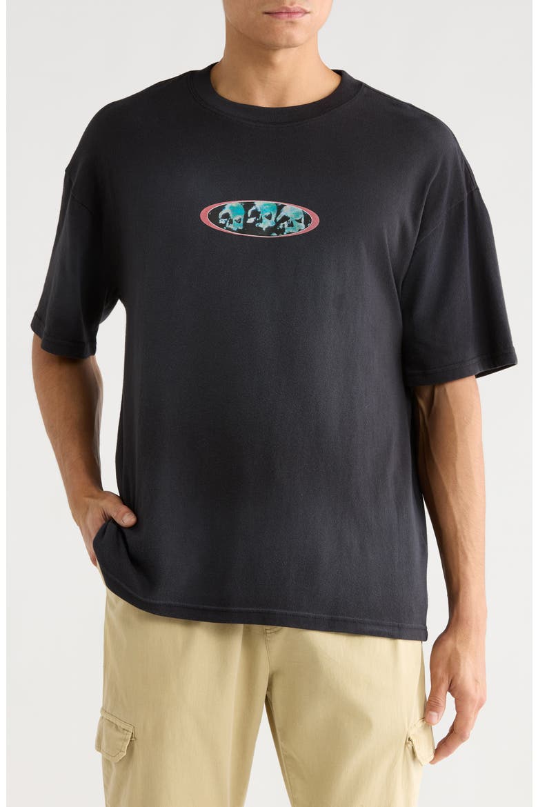 Digi Skulls Cotton Graphic T-Shirt, Main, color, BLACK