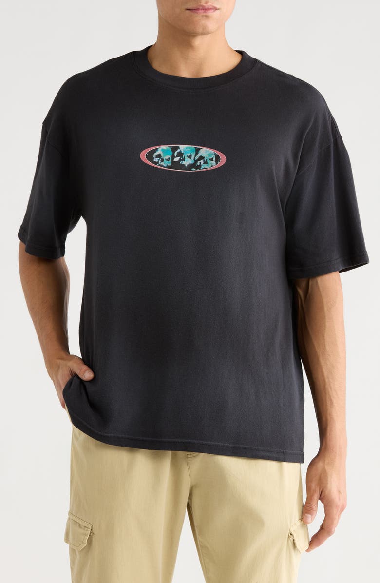 PacSun Digi Skulls Cotton Graphic T-Shirt, Main, color, Black