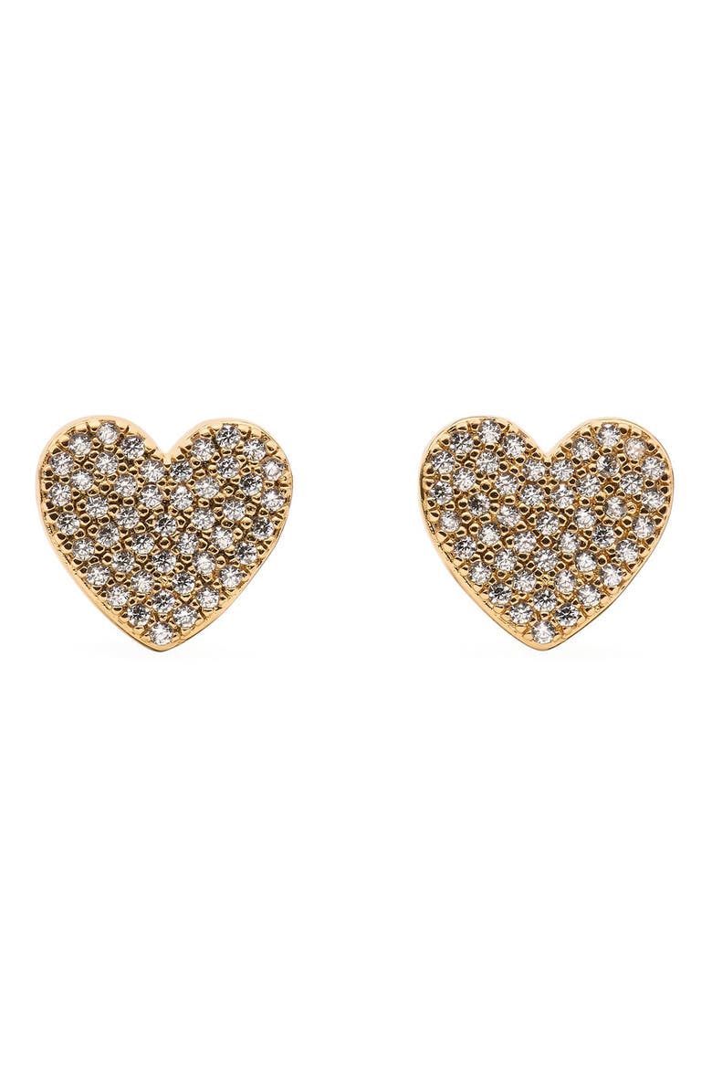 Pave Heart Stud Earrings, Main, color, CLEAR/ GOLD