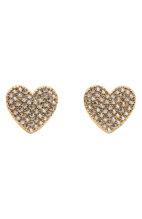Pave Heart Stud Earrings