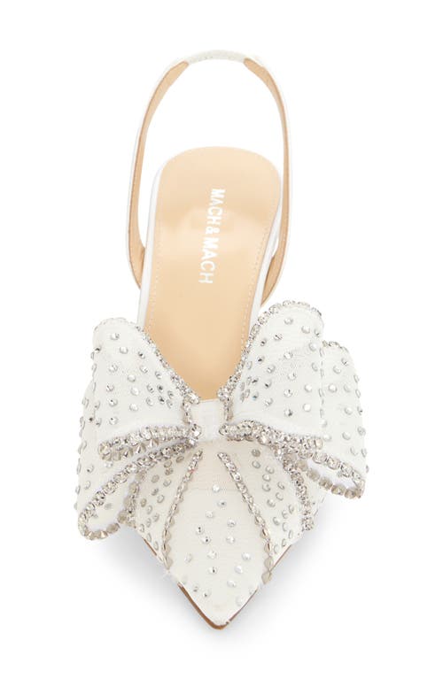 Mach&mach Mach & Mach Le Cadeau Bow Pointed Toe Slingback Pump In White