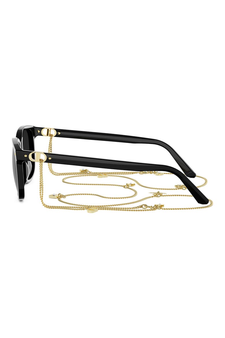 Petit CD S2I Rectangular Sunglasses, Alternate, color, SHINY BLACK / SMOKE