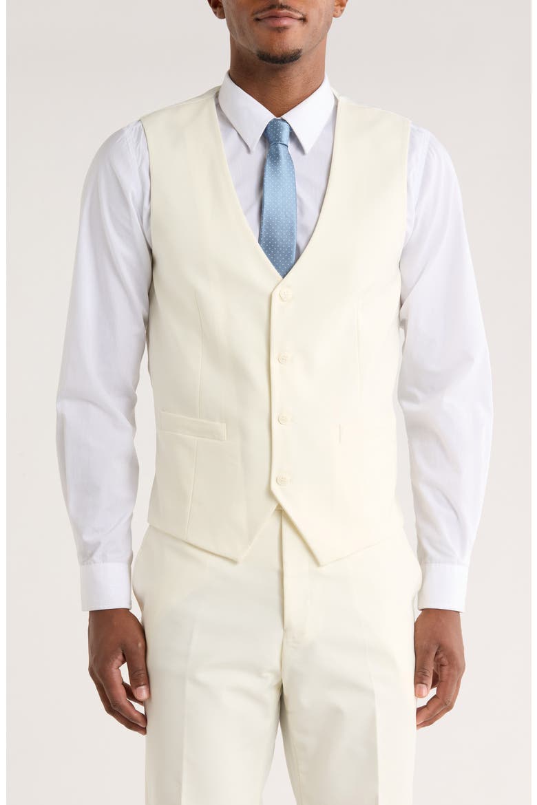 White Solid 3-Piece Suit, Alternate, color, IVORY