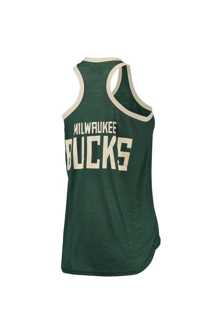 Women's G-III Sports by Carl Banks Hunter Green Milwaukee Bucks Showdown Scoop-Neck Racerback Tank Top, Alternate, color, Hunter Green