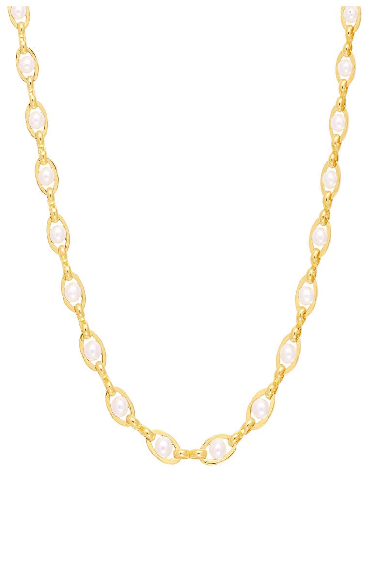 ATHRA LUXE Faux Pearl Chain Necklace, Main, color, Gold
