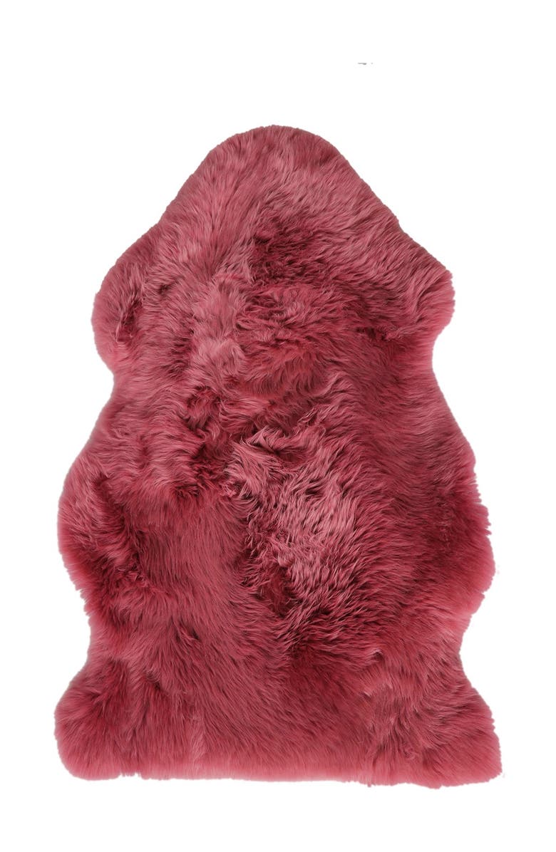NATURAL Milan Genuine Sheepskin Shearling Throw 24" x 36" - Raspberry, Main, color,