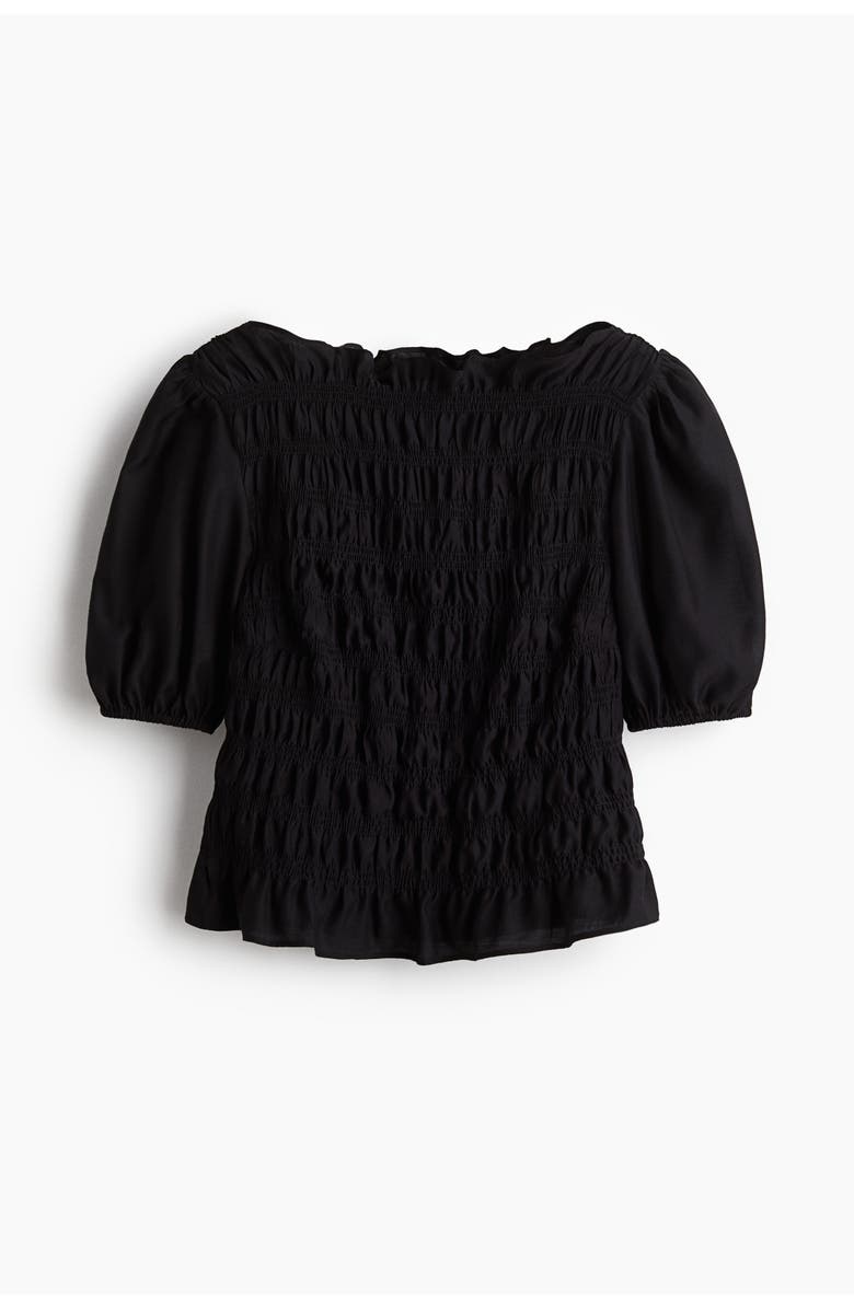 H&M Smocked Blouse, Main, color, Black