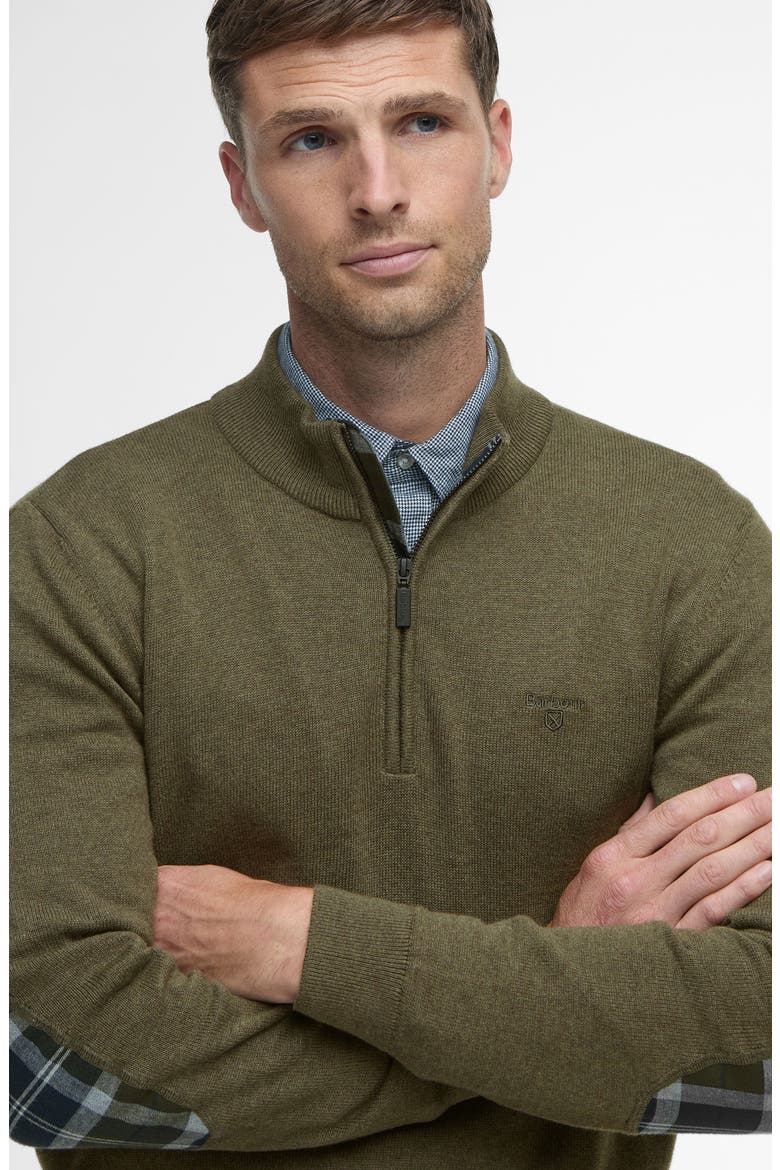 Avoch Mock Neck Cotton Half Zip Sweater, Alternate, color, OLIVE MARL