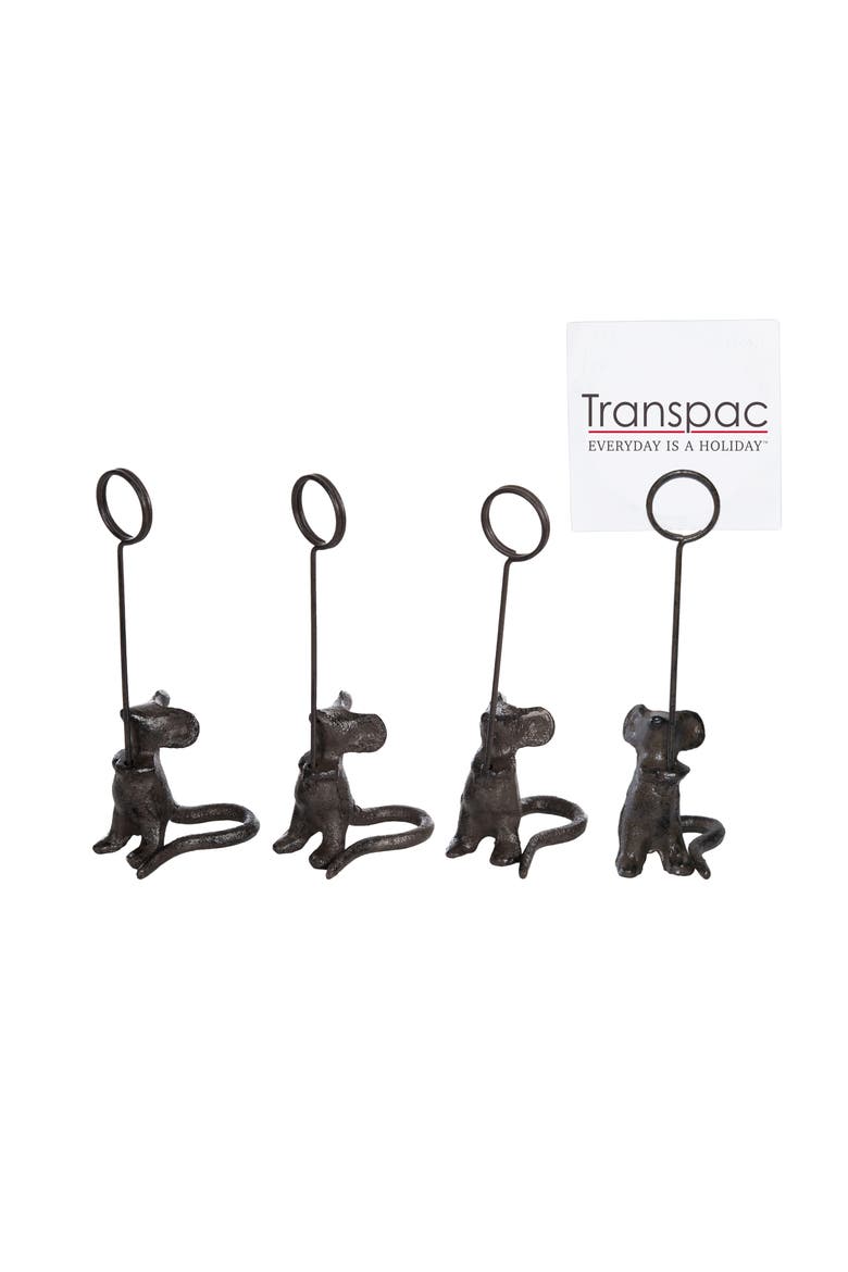 Iron Mouse Place Card Holder Set of 4 Metallic for Display and Entertaining, Main, color, Brown