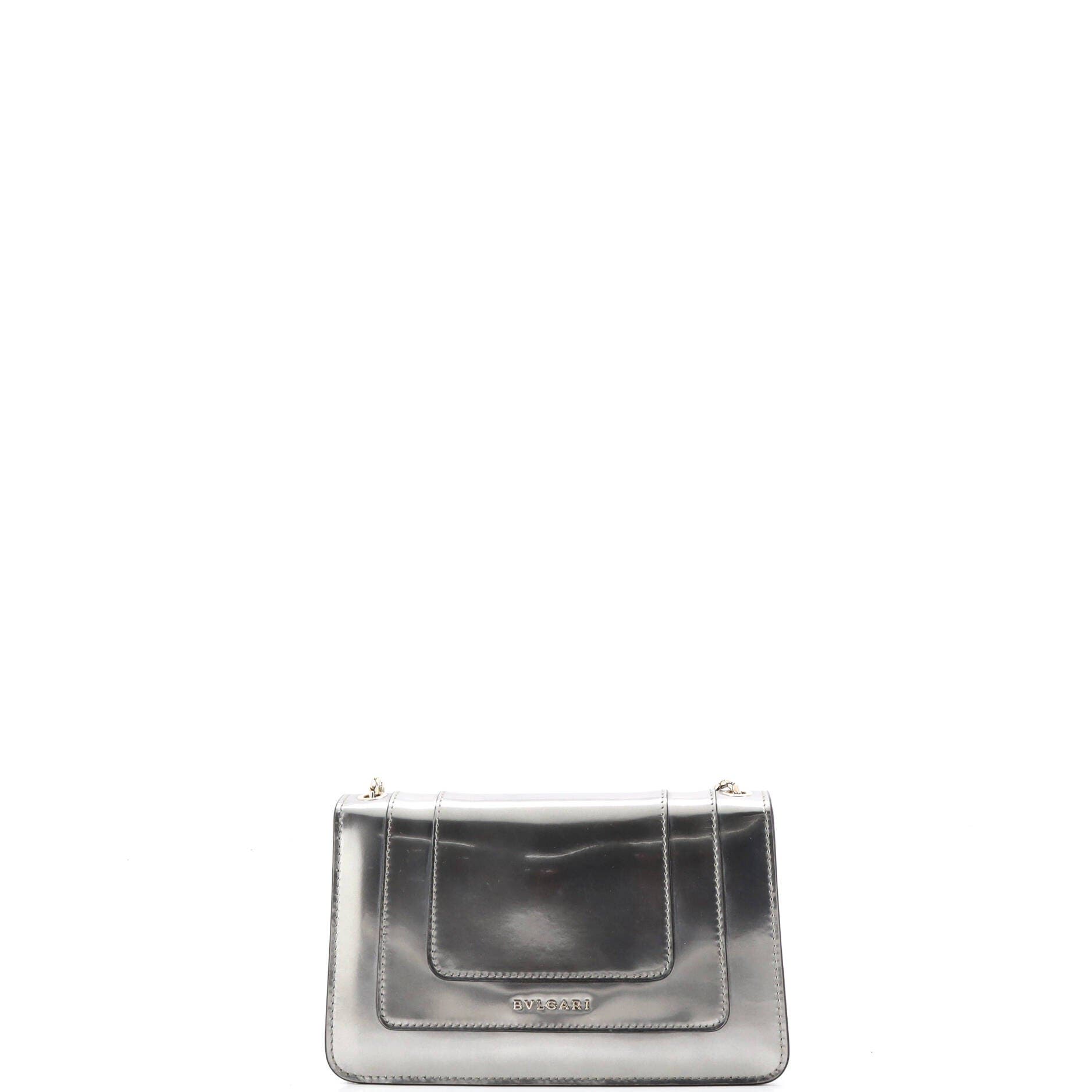 Serpenti Forever Shoulder Bag Metallic Leather Small, Alternate, color, Metallic Silver