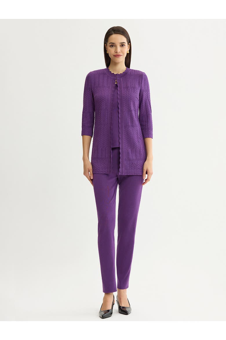 Heritage Scallop Trim Tonal Knit Jacket, Alternate, color, Fresh Purple