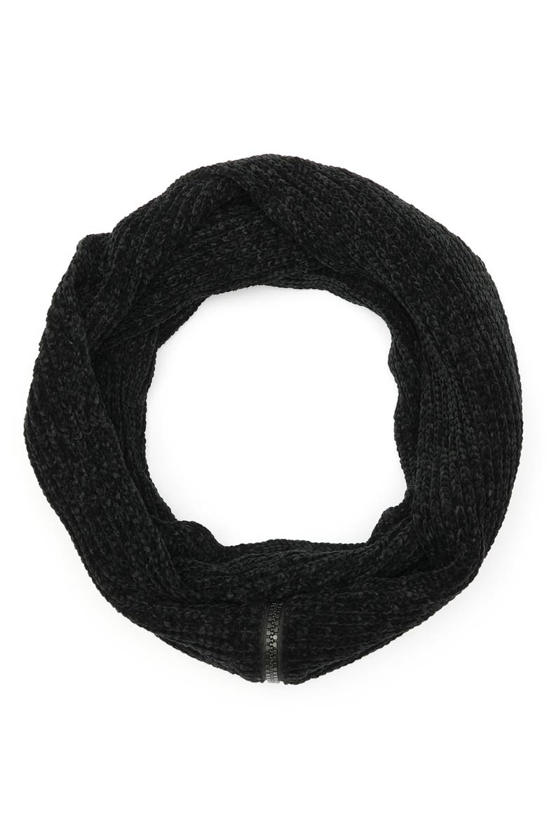 Kurt Geiger London Convertible Chemille Scarf, Alternate, color, Black