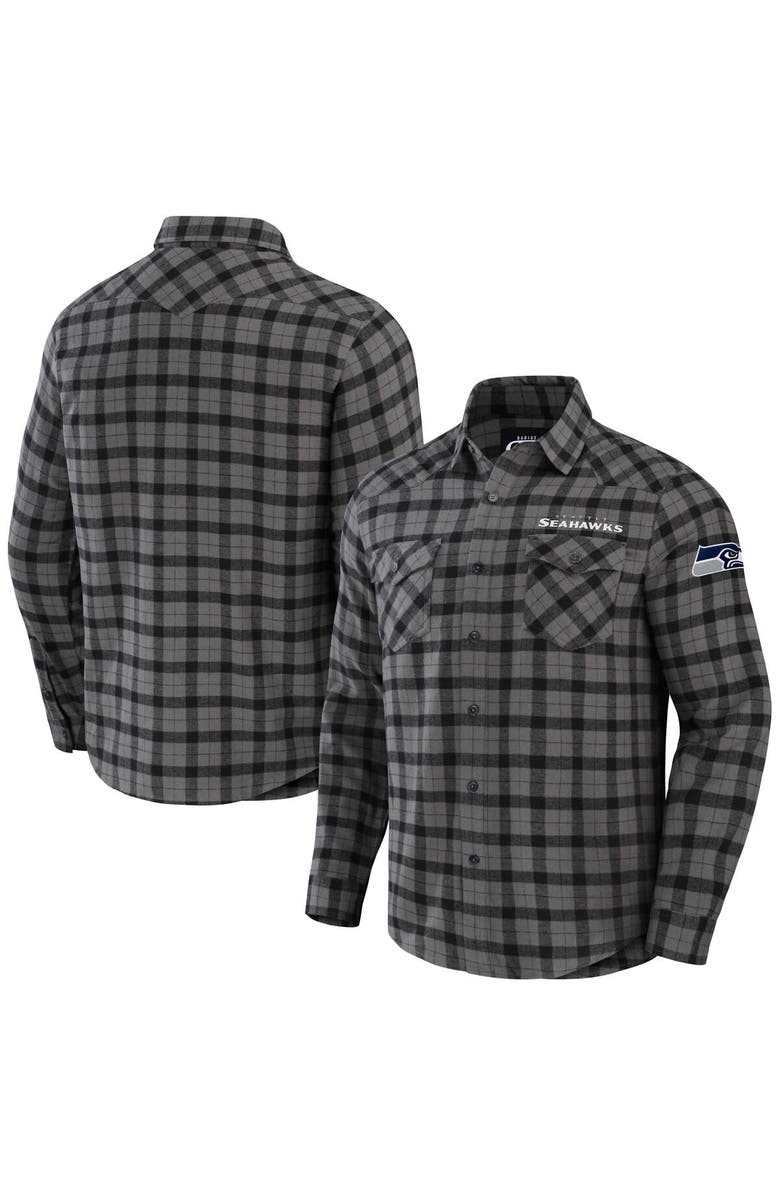 NFL X DARIUS RUCKER Men's NFL x Darius Rucker Collection by Fanatics Gray Seattle Seahawks Flannel Long Sleeve Button-Up Shirt, Main, color, 