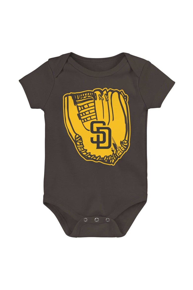 Newborn & Infant Gold/Brown/White San Diego Padres Minor League Player Three-Pack Bodysuit Set, Alternate, color, Gold