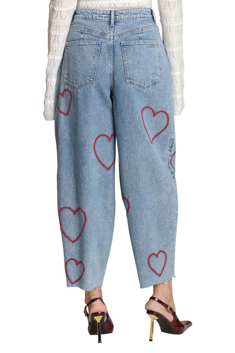 Heart Embroidered Barrel Jeans, Alternate, color, RED MAEVE/ BLUE WASH