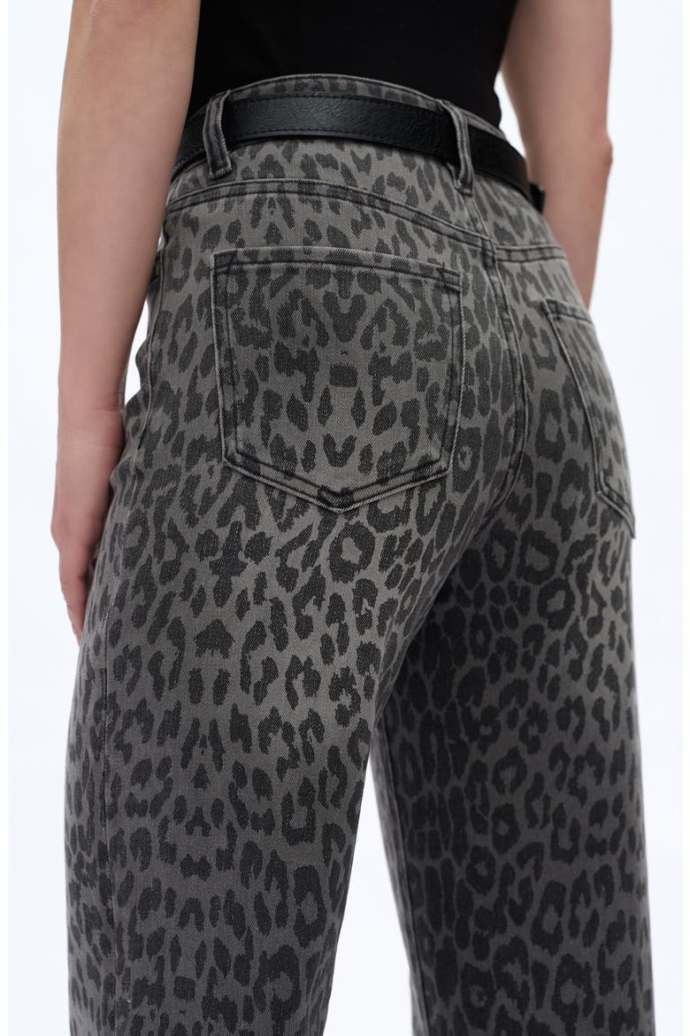 Leopard Print High Waist Wide Leg Jeans, Alternate, color, BLACK LEOPARD PRINT