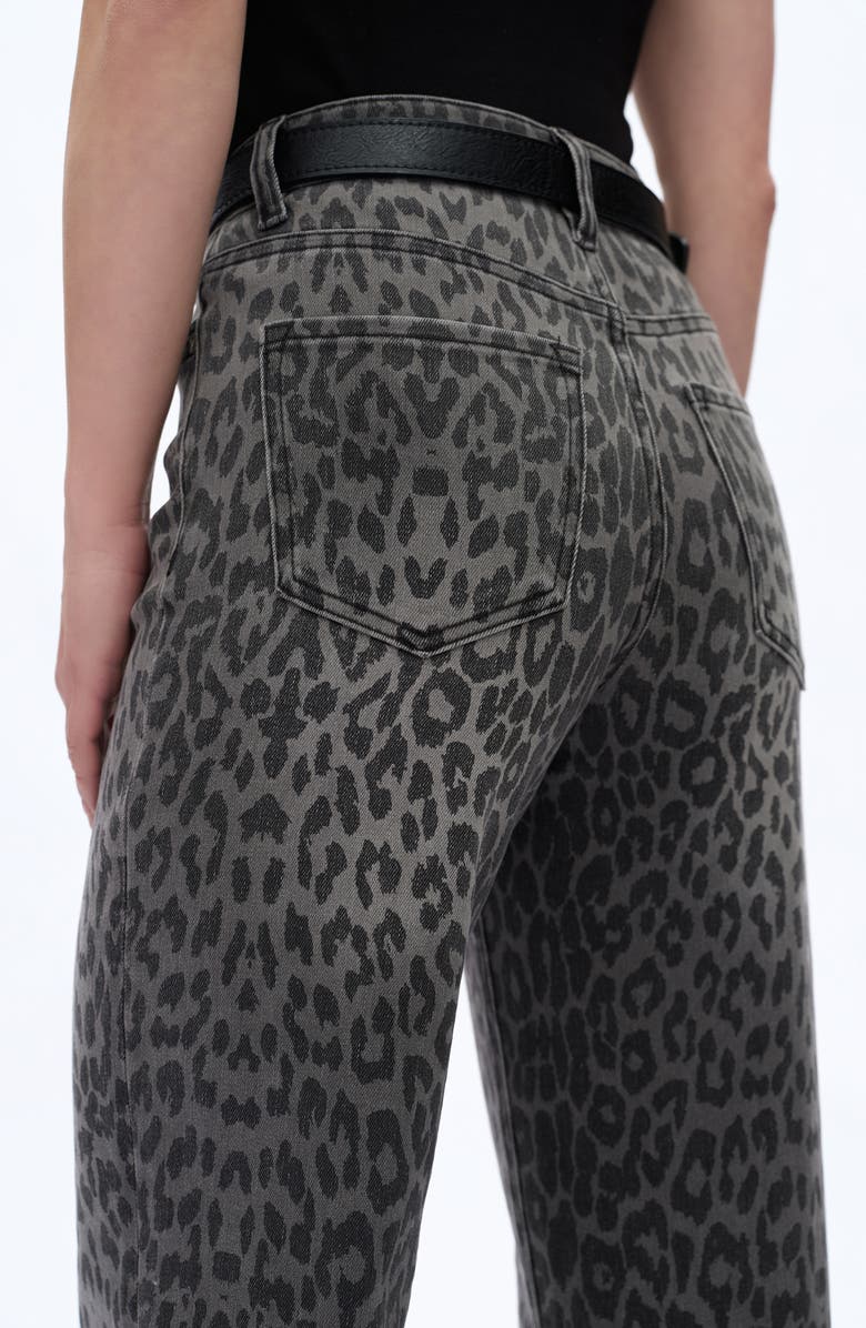 Bayeas Leopard Print High Waist Wide Leg Jeans, Alternate, color, Black Leopard Print