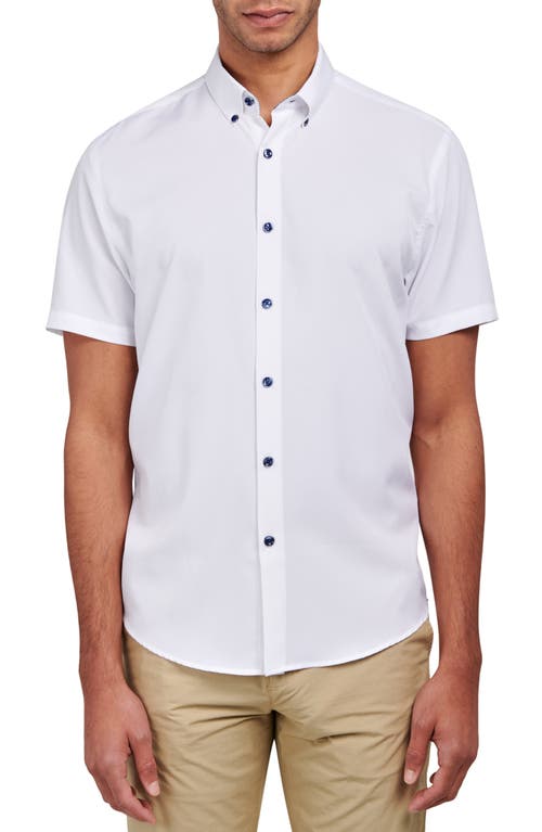 Brooklyn Brigade Slim Fit Solid 4-Way Stretch Performance Shirt in White 