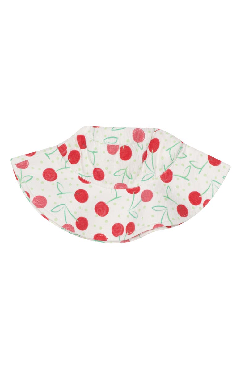 Petit Lem’s Mini Threads Cherry Print Skirted Romper, Hat and Sunglasses Set, Alternate, color, Cherries